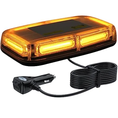 Immagine di Justech 6 COB LED 60W Lampeggiante Arancione Strobo Spia 12V 24V Luci Lampeggianti Emergenza Fari Stroboscopiche con Base Magnetica per Auto Rimorchio Camion Furgone Van Caravane