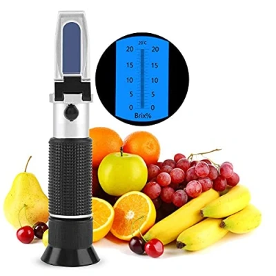 Immagine di Rifrattometro Brix Portatile Professionista 0 20% Handheld Misuratore Zucchero Tester con Compensazione Automatica Temperatura per Birra Vino Frutta Succo Scala Peso Specifico
