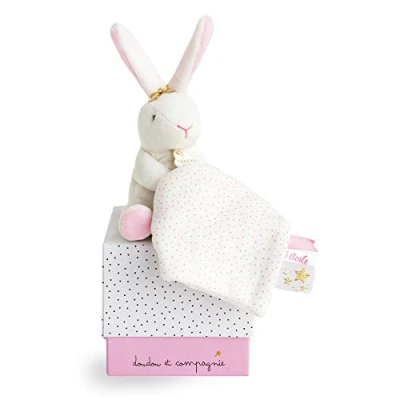 Immagine di DOUDOU ET COMPAGNIE Peluche Coniglio con Fazzoletto Collezione Perlidoudou Materiali ultra morbidi Facile da catturare e maneggiare bambino Idea regalo nascita figlia DC5678