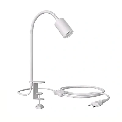 Immagine di ledscom.de Lampada a morsetto, collo d&#039;oca LELE, interruttore, bianco opaco, 1x E27 max. 60W, Messa fuoco regolabile, Personalizzazione della luce, Posizione luce Illuminazione