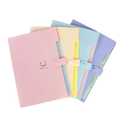Immagine di Cartelle a Soffietto Espandibili, A4 Accordion File Ufficio Raccoglitore Documenti con Bottoni 5 Faldoni per Scuola 4pcs