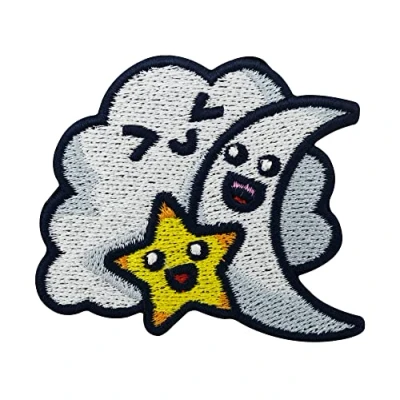 Immagine di Finally Home toppa termoadesiva per bambini, motivo: nuvola, luna e stella, da applicare con il ferro stiro, Kawaii