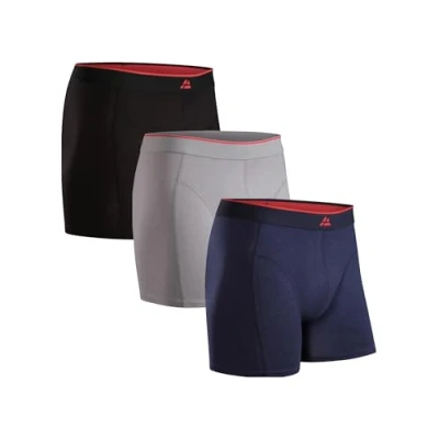 Immagine di DANISH ENDURANCE Boxer Uomo in bambù Ultra Morbido, Mutande Bamboo Comodi, Traspiranti, 3 Paia, Multicolore (1x Nero, 1x Grigio, Navy), 2XL