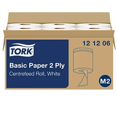 Immagine di Tork 121206 Carta 2 veli per asciugatura M2 (ad estrazione centrale Maxi), 6 Rotoli x 457 strappi (20 35 cm), bianca