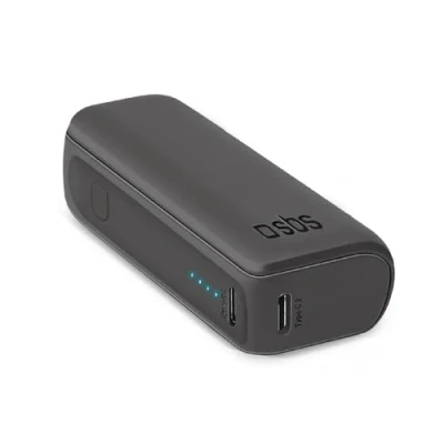 Immagine di SBS Powerbank compatto 5000 mAh, caricabatterie portatile 10W a carica rapida, caricatore per smartphone Android e iPhone trasportabile in aereo, 1 porta USB C A, cavo di ricarica incluso
