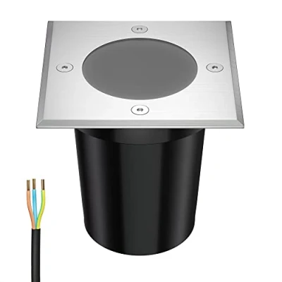 Immagine di ledscom.de lampada da incasso a terra RELI per esterni, IP67, acciaio inox, angolare, 11 x 11cm, 1x GU10 max. 15W, smerigliato, luce sentiero, terra, faretto giardino, esterna,