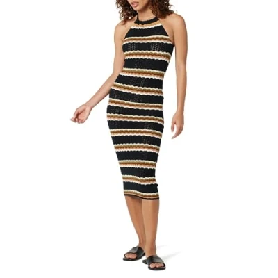 Immagine di The Drop Abito Longuette All&#039;uncinetto Jayla, Senza Maniche da Donna, Striscia Nera Neutra, S