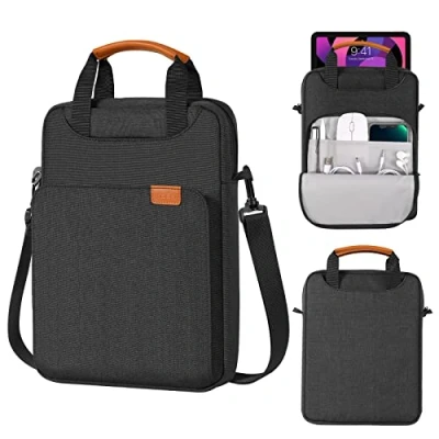 Immagine di MoKo Custodia per Tablet da 9 11 Pollice, iPad PRO 2021 2018, 10.2, Air 4 10.9, 9.7, Galaxy Tab A 10.1, Borsa Tablet, Custodie Morbide con Maniglie e Tracolla, Nero &amp; Grigio