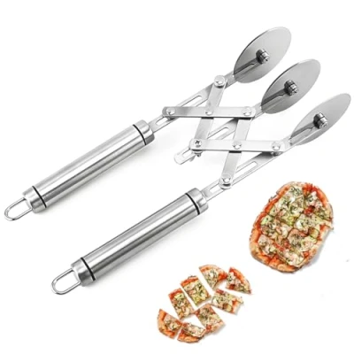 Immagine di Tagliapasta, Tagliapizza Regolabile, Rotelline in Acciaio Inox, 3 da Taglio, Coltello Pizza Tondo, Pasticceria Torta Multi Rotondo (3 wheel)