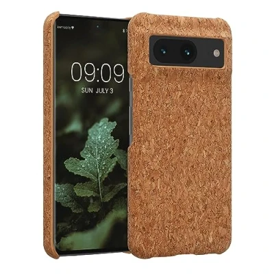 Immagine di kwmobile Custodia Rivestimento Sughero Compatibile con Google Pixel 8 Cover Copertura Case Smartphone marrone chiaro