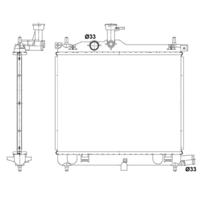 Immagine di NRF 53025 Radiatore motore Alluminio 447 351 17 con parti annesse Alette di raffreddamento saldate HYUNDAI: i10 I
