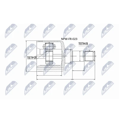 Immagine di NTY NPW FR 023 Kit Giunto Omocinetico cambio manuale a 6 marce, Assale anteriore Sx, sul lato del FORD: S Max Mk1