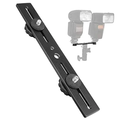 Immagine di WANGCL Doppia Staffa Flash di Montaggio Treppiede 1/4 &quot;Dual Camera Mount Extension Bar 8 &quot;Doppia per Fotocamera