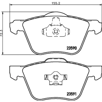 Immagine di HELLA 8DB 355 011 571 Kit pastiglie freno Non predisposto per contatto segnalazione usura VOLVO: XC90 I, V70 2