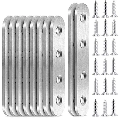 Immagine di 10Pcs Piastre di Giunzione per Riparazione Connettore Piatto in Acciaio Inossidabile Staffa Piatta Forata con viti