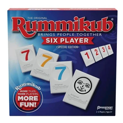 Immagine di Rummikub Six Player Edition Il classico gioco di piastrelle a forma ramino più tessere e giocatori per divertimento! by Pressman , blu