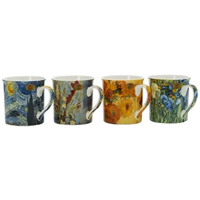 Immagine di lesser and pavey Tazza in Ceramica Van Gogh Set di 4 12x8x9 cm Accessorio, Multicolore, 9 cm, unità