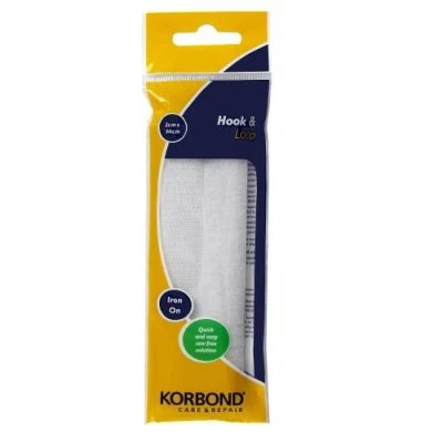 Immagine di Korbond Fasce per chiusura da applicare con ferro stiro, colore bianco, 2 x 50 cm