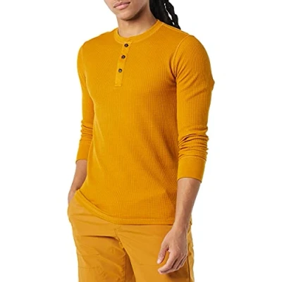 Immagine di Amazon Essentials Felpa con Collo Serafino a Nido D’Ape Maniche Lunghe Slim Uomo, Oro, XL