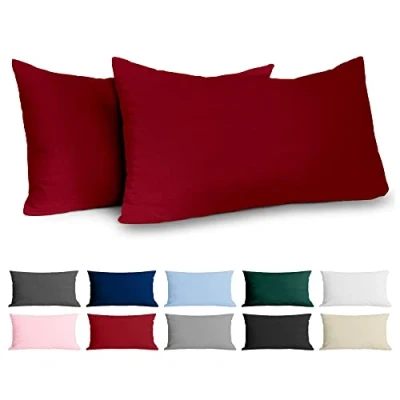 Immagine di Federe 40x80 Cotone Rinforzato (Set da 2) Borgogna Trama Fitta a 57 Fili/cm² Cuscini cm Cuscino Certificate Oeko Tex Dreamzie