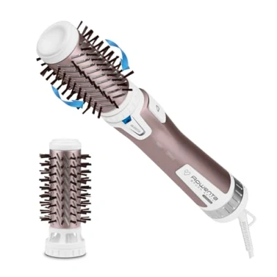 Immagine di Rowenta CF9540 Brush Activ Premium Care Spazzola Rotante e Asciugante per Volume, 1000 W, Capelli Corti Lunghi, Styler con 2 Spazzole in Ceramica, Doppio Generatore di Ioni Setole Naturali