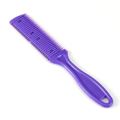 Immagine di Pettine da Tagliacapelli, 1pz Depilazione a Doppio Bordo con lama in Acciaio Inossidabile, Forbici Taglio per Capelli, Barbieri e Principianti Viola