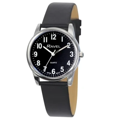 Immagine di Ravel Plus Orologio Uomo resistente per l&#039;uso quotidiano con cinturino in microfibra Quarzo analogico giapponese RP003M Nero/Colore Argento/Nero Bianco