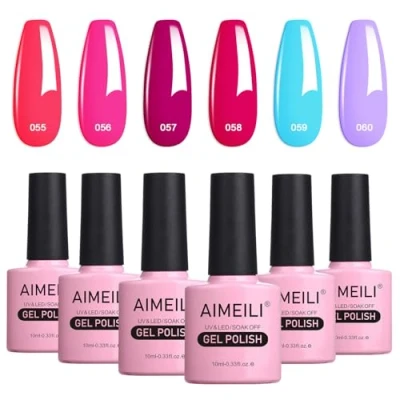 Immagine di AIMEILI HEMA FREE Smalto Semipermente Unghie in Gel UV LED Kit, Colorati, per Manicure Soak Off Polish Set Numero 12, 6 x 10 ml