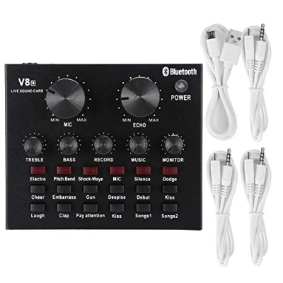 Immagine di Annadue Scheda per Trasmissione Live Esterna V8S, Supporto Effetti sonori Nuvole, con Cavo di Ricarica USB, Dispositivo Cambia Voce, Computer, ECC.