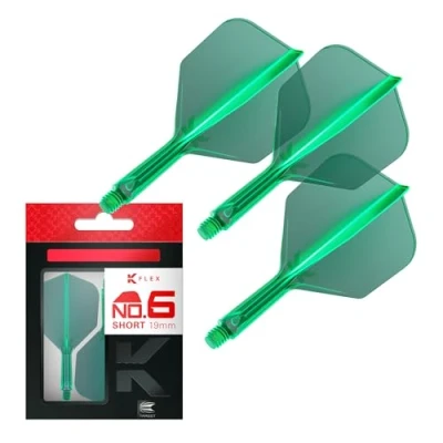 Immagine di Target Darts K Flex Integrated Dart Flight And Shaft, N. 6 Verde (Corto) Confezione da 3 6, voli per Freccette di precisione 2 in 1 e Stelo