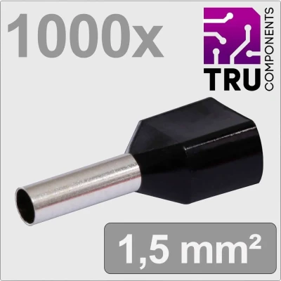 Immagine di TRU COMPONENTS TC 13377236 Capocorda doppio 1.5 mm² Parzialmente isolato Nero 1000 pz.