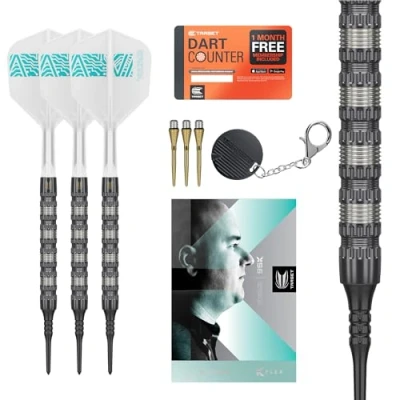 Immagine di Target Darts Rob Cross 95K Soft Tip 95% Set di Freccette in tungsteno, 18G Voltage Player Edition con Punte Pixel, voli K Flex, elettroniche