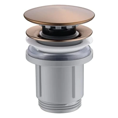 Immagine di Mice Valvola a Click Clack adatta per lavabi e bidet Scarico Lavandino Facile installazione Tappi di Lavabo, Universale con o senza Tassello, Pop Up Oro Rosa Spazzolato VCC021