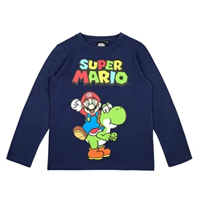 Immagine di Super Mario Maglietta a maniche lunghe per ragazzi (AS3, Numeric, Numeric_104, regolare, blu), Blu, 104