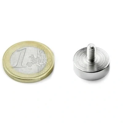 Immagine di 5 x Magnete al neodimio Ø 16,0 4,5 mm con filettatura M6 8 tiene 9,5 kg pezzi Magneti base in acciaio gambo filettato