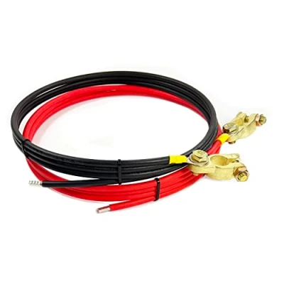 Immagine di 1 paio di cavi collegamento per batteria solare, 2 m, 6 mm², in rame con morsetti auto, solare LiFePO4, al litio, prodotto Germania (cavo rosso/nero)