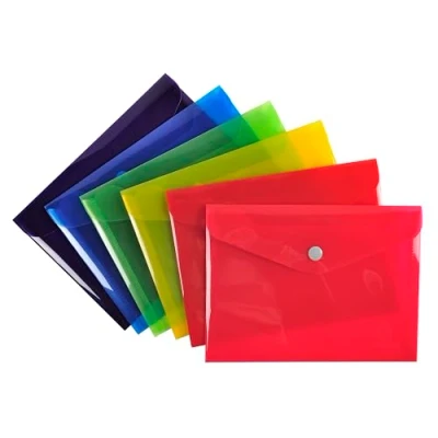Immagine di Exacompta Rif. 34410E Cartone da 30 tasche con chiusura a bottone pressione patta in PP liscio, dimensioni: 19 x 14 cm, formato classificare 12,5 17,6 cm (B6), 6 colori assortiti