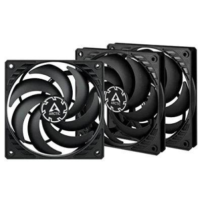Immagine di ARCTIC P12 Slim PWM PST (3 Pezzi) 120 mm Ventola, Sharing Technology, Pressione Statica, Connessione PST, Velocità 300 2100 RPM Nero