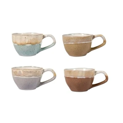 Immagine di H&amp;h set 4 tazze caff malika in stoneware assortiti cc110