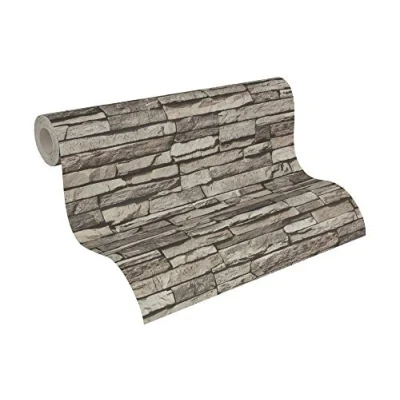 Immagine di A.S. Création Carta da parati Mattoni Elements tessuto non 10.05 m x 0.53 Grigio Crema Nero Prodotto in Germania 958331 95833 1