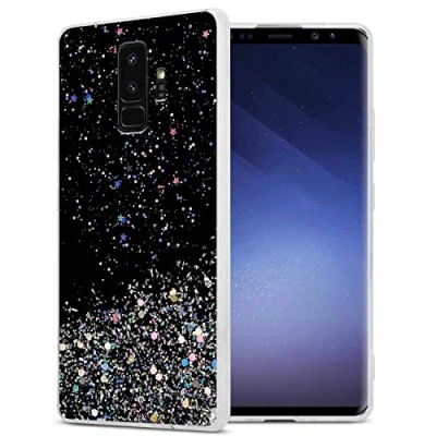 Immagine di Cadorabo Custodia compatibile con Samsung Galaxy S9 PLUS in Nero glitter protettiva silicone TPU scintillanti Ultra Slim Back Cover Case