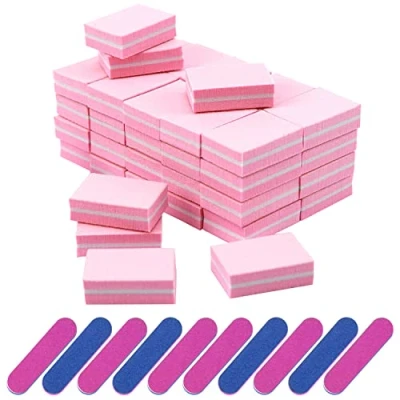 Immagine di 50 tamponi per unghie con 10 lima unghie, tampone smalto esfoliante cubo di spugna, in spugna lavabile