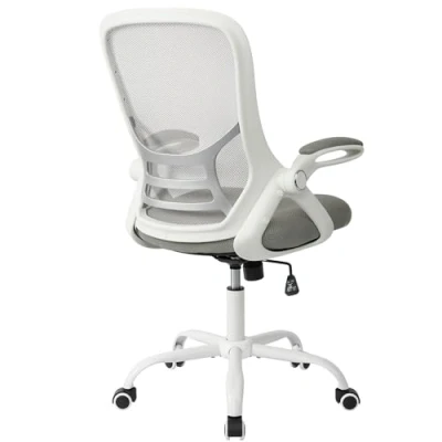 Immagine di sedia da ufficio ergonomica in rete girevole per computer, comoda scrivania, con braccioli ribaltabili, altezza regolabile (grigio)