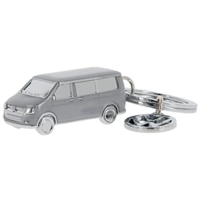 Immagine di Brisa VW Collection Volkswagen Portachiavi vintage in metallo smaltato, per chiavi/zaino/borsa, Bus T5/T6 design (Bus classico/Grigio)