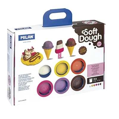Immagine di MILAN Valigetta 6 barattoli 59 g Pasta morbida Soft Dough con attrezzi &#039;gelati e gofres&#039;, multicolore (FACTIS, S.A. 913306ICW)