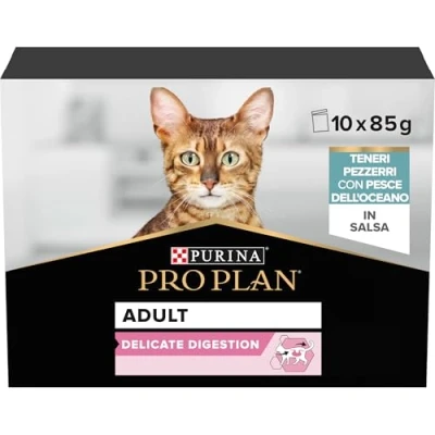 Immagine di Pro Plan Nutrisavour Delicate Umido Gatto in Salsa con Pesce dell&#039;Oceano, 40 Confezioni da 85 gr