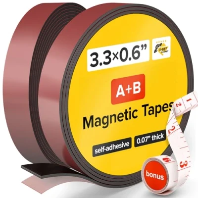 Immagine di nastro magnetico A+B 3,3 piedi x 0,6 pollici 0,07 Rotolo di autoadesivo con righello