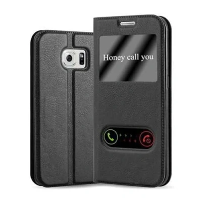 Immagine di Cadorabo Custodia Libro per Samsung Galaxy S6 EDGE in NERO COMETA con Funzione Stand e Chiusura Magnetica Portafoglio Cover Case Wallet Book Etui Protezione