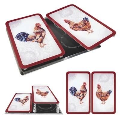 Immagine di Wenko Coprifornelli Vetro Universale Fattoria Set 2 Pezzi Pezzi, per Tutti i Tipi di Piani Cottura Multicolore
