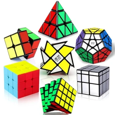 Immagine di ROXENDA Speed Cube Set, 2x2 3x3 4x4 Piramide Dodecahedron Windmill Mirror Puzzle Magico Cubo di Velocità Collezione per Bambini e Adulti [7 Pack]